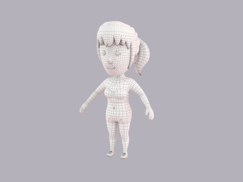 Cartoon Female Character Rigged 111 3D Model