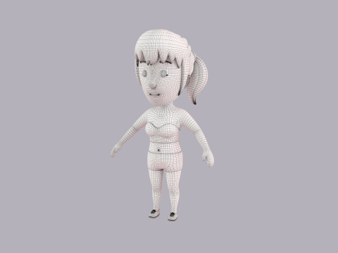 Cartoon Female Character Rigged 111 3D Model