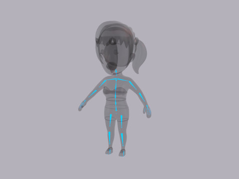 Cartoon Female Character Rigged 111 3D Model