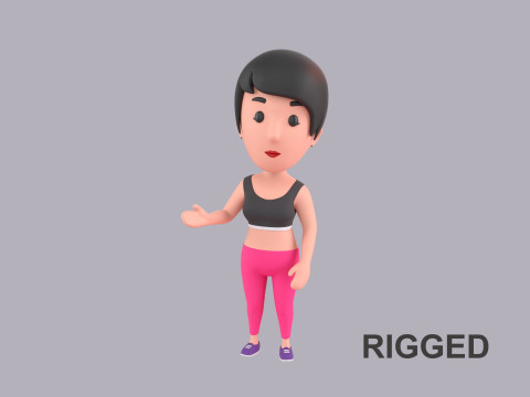 Cartoon Female Character Rigged 112 3D Model
