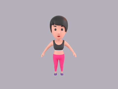 Cartoon Female Character Rigged 112 3D 模型