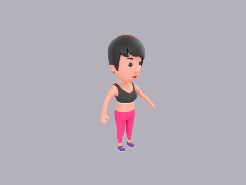Cartoon Female Character Rigged 112 3D 模型