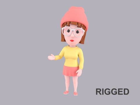 Personagem feminina de desenho animado Rigged 113 Modelo 3D