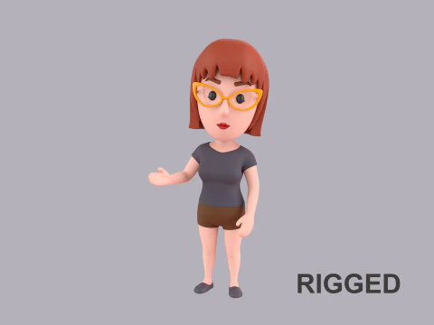 Жіночий персонаж мультфільму Rigged 114 3D Модель