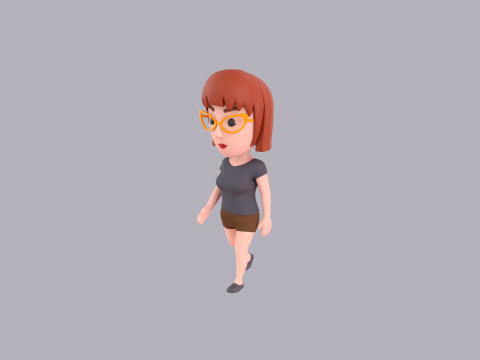 Cartoon Female Character Rigged 114 3D Модель