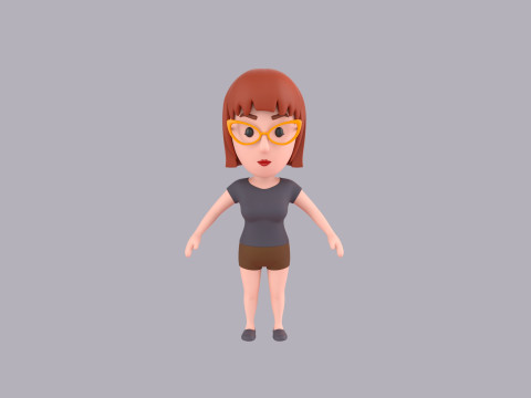 Cartoon Female Character Rigged 114 3D Модель