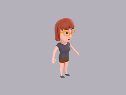 Cartoon Female Character Rigged 114 3D Модель