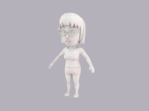Cartoon Female Character Rigged 114 3D Модель