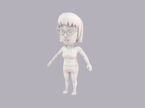 Cartoon Female Character Rigged 114 3D Model
