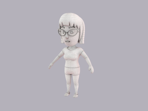 Cartoon Female Character Rigged 114 3D Модель