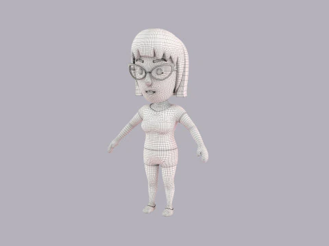 Cartoon Female Character Rigged 114 3D Model