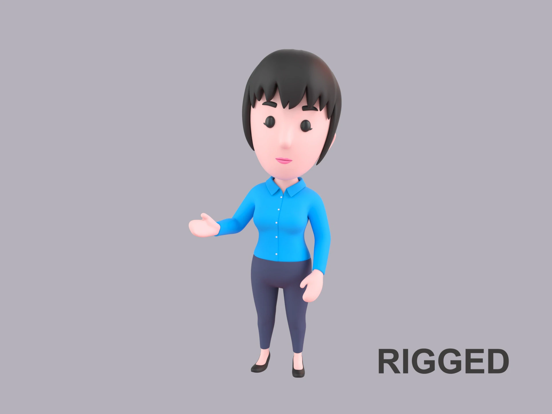 Cartoon Female Character Rigged 115 3D Model .c4d .max .obj .3ds .fbx .stl .blend 
