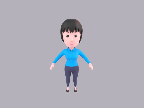 Cartoon Female Character Rigged 115 Model 3D