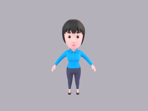Cartoon Female Character Rigged 115 3D Model