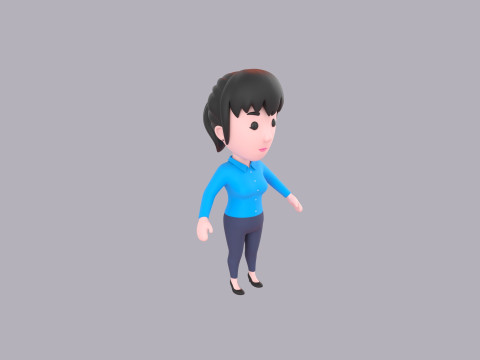 Cartoon Female Character Rigged 115 Model 3D