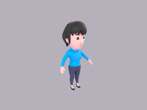 Cartoon Female Character Rigged 115 3D Model