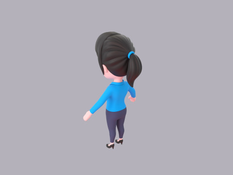 Cartoon Female Character Rigged 115 Model 3D