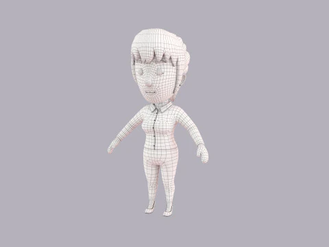 Cartoon Female Character Rigged 115 3D Model
