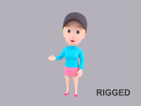 Cartoon Female Character Rigged 116 3D Model