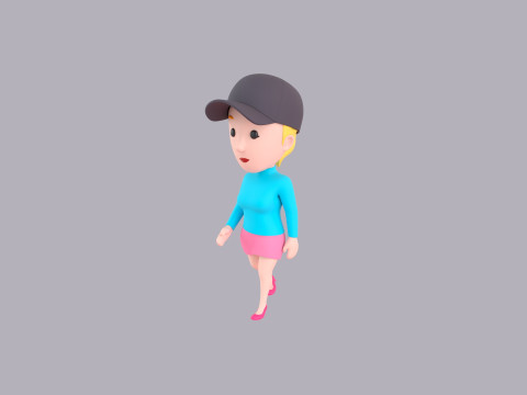 Cartoon Female Character Rigged 116 3D Model