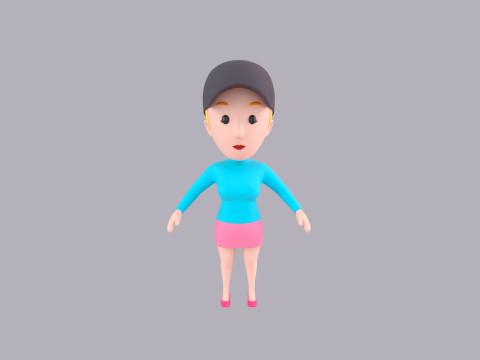 Cartoon Female Character Rigged 116 3D Model