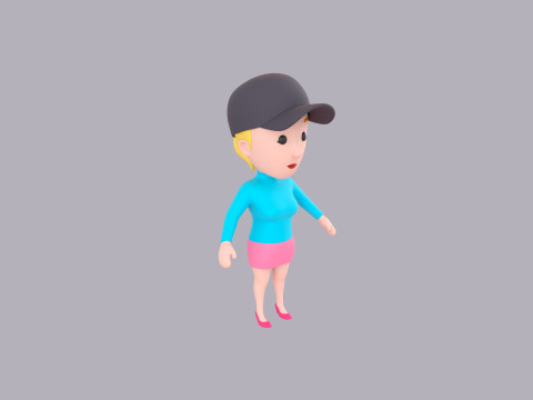Cartoon Female Character Rigged 116 3D Model