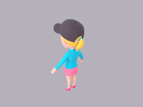 Cartoon Female Character Rigged 116 3D Model
