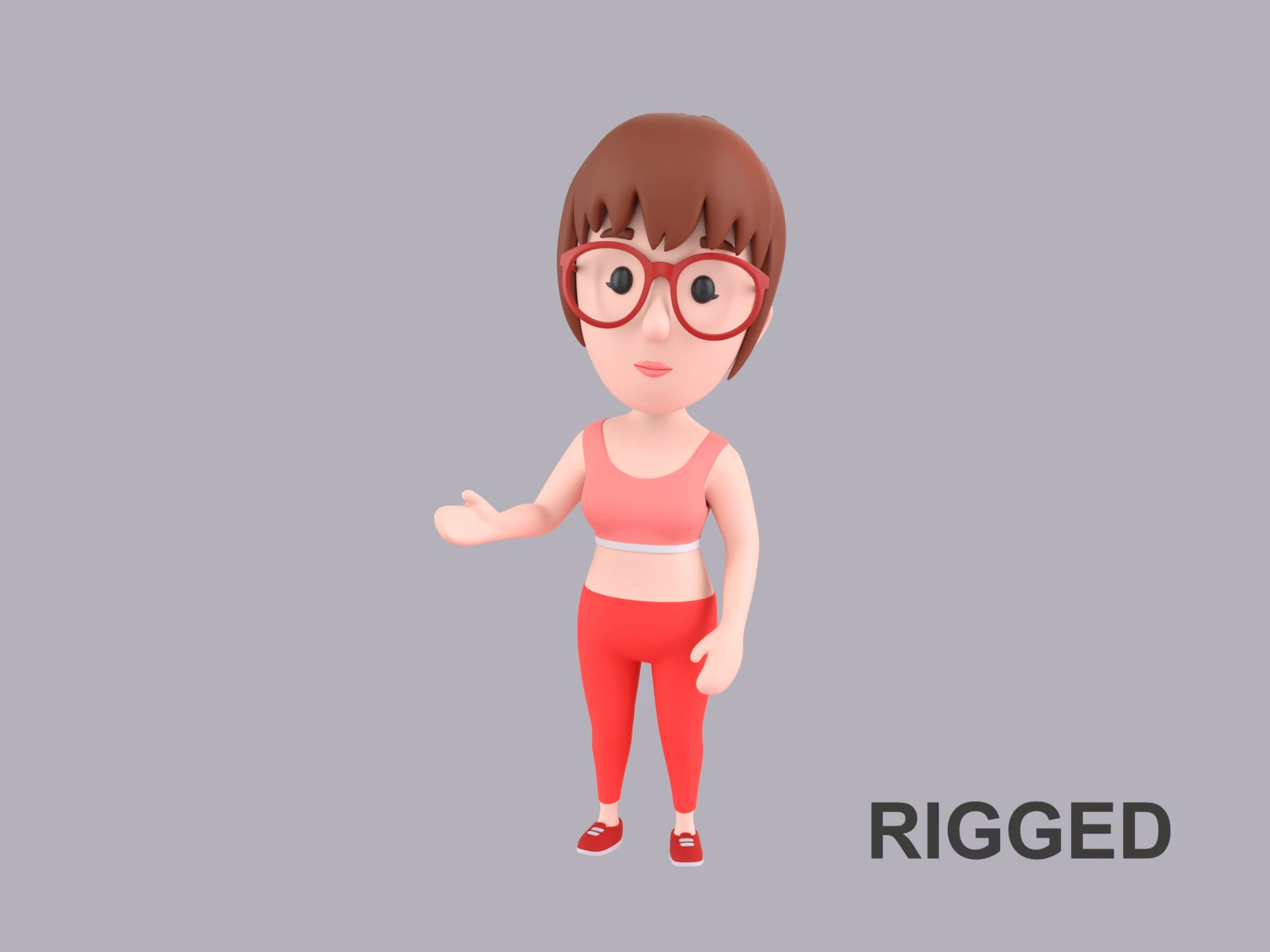 Cartoon Female Character Rigged 117 3D Model .c4d .max .obj .3ds .fbx .stl .blend 