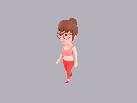 Cartoon Female Character Rigged 117 Model 3D
