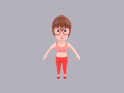 Cartoon Female Character Rigged 117 Model 3D