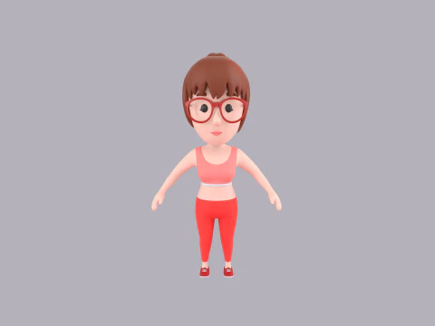 Cartoon Female Character Rigged 117 3D Model