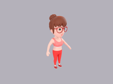 Cartoon Female Character Rigged 117 Model 3D