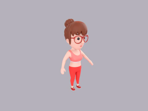 Cartoon Female Character Rigged 117 3D Model