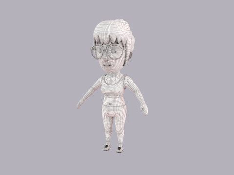 Cartoon Female Character Rigged 117 Model 3D