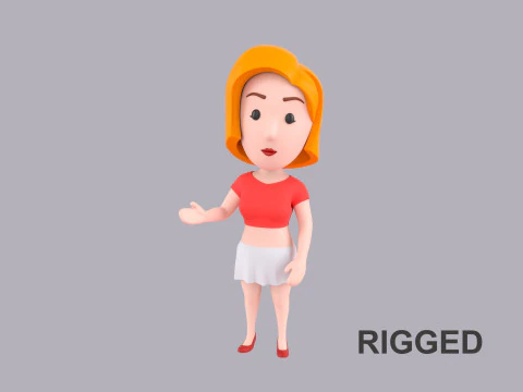 漫画の女性キャラクターが装備されています 118 3Dモデル