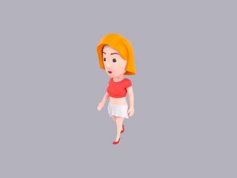 Cartoon Female Character Rigged 118 Modelo 3D