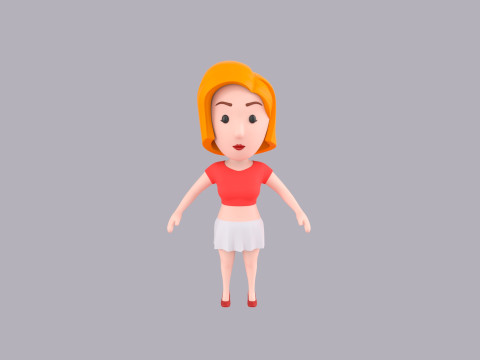 Cartoon Female Character Rigged 118 Modelo 3D