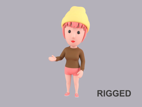 Cartoon Female Character Rigged 119 3D Model
