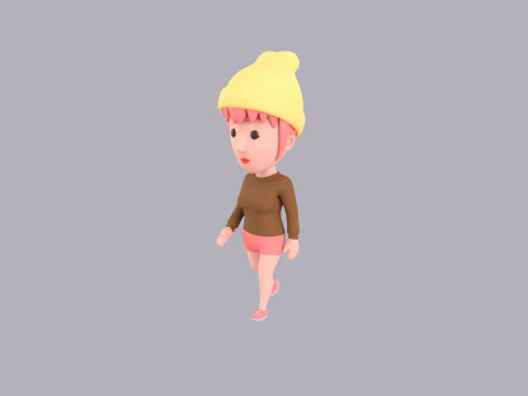 Cartoon Female Character Rigged 119 3D Model