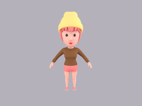 Cartoon Female Character Rigged 119 Modèle 3D