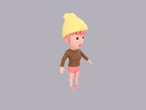 Cartoon Female Character Rigged 119 Modèle 3D