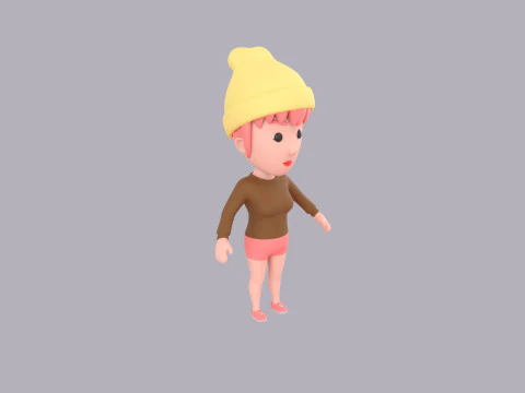 Cartoon Female Character Rigged 119 3D Model