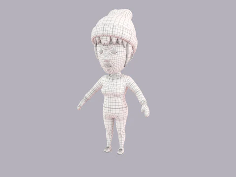 Cartoon Female Character Rigged 119 3D Model