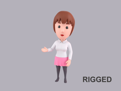 Cartoon Female Character Rigged 120 3D Model