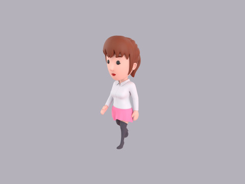 Cartoon Female Character Rigged 120 3D Model