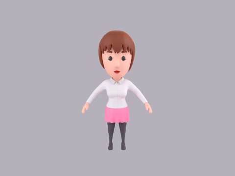Cartoon Female Character Rigged 120 3D Model