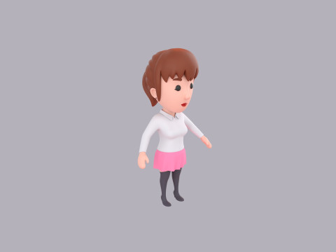 Cartoon Female Character Rigged 120 3D Model