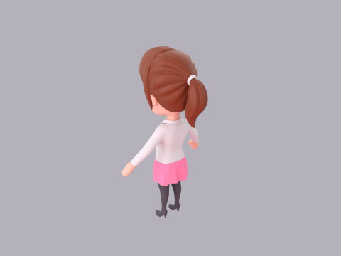 Cartoon Female Character Rigged 120 3D Model