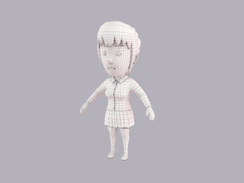 Cartoon Female Character Rigged 120 3D Model