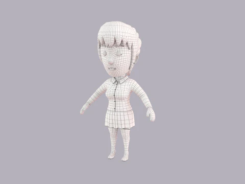 Cartoon Female Character Rigged 120 3D Model